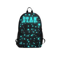 Transer Girls Boys Light Preppy Teenagers Noctilucent Cartoon Oxford School Bags Backpacks (L, Y-Black)