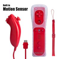 Wii Remote Controller with Built in Motion Plus and Nunchuk, Red, 1 Pack, Compatible for Nintendo Wii, Wii U