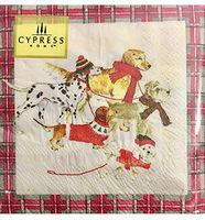 Cypress Home Cocktail Beverage Paper Napkins, Holiday Dogs, 40 ct