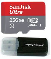 256GB SanDisk Ultra UHS-I Class 10 90mb/s MicroSDXC Memory Card works with Samsung Galaxy S8, S8 Plus, S8 Note, S7, S7 Edge, Cell Phones with Everything but Stromboli Memory Card Reader