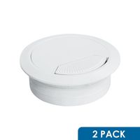 2 Pack Rok Hardware 2-3/8" (60mm) Round White Computer Desk Table Port Wire Cable Organizer Hole Cover Grommet