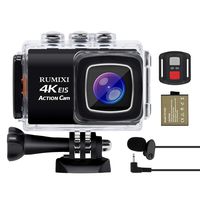 RUMIXI Action Camera 4K WiFi EIS 30M Underwater Waterproof Sports Camera Ultra HD Wide Angle 170° with Remote Control and Helmet Accessories Kit