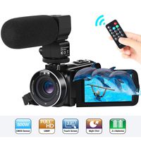 Video Camera Camcorder, Aabeloy Digital Vlogging Camera Recorder with Microphone Full HD 1080P 30FPS 24MP IR Night Vision 3'' Rotatable Touch Screen Camera for YouTube with Remote Control, 2 Batteries