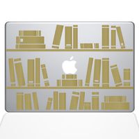 The Decal Guru 1649-MAC-11A-G Bookshelf Library Decal Vinyl Sticker, Gold, 11" MacBook Air