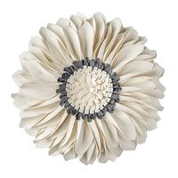 JWH 3D Sunflower Accent Pillow Hand Craft Round Cushion Decorative Pillowcase with Pillow Insert Home Sofa Bed Living Room Decor Gift 14 Inch / 35 cm Wool Beige Gray Chekcer
