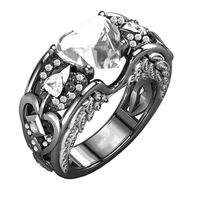 Fxbar Popular Heart Rings 2019 New Women Eternity Promise Wedding Rings Couple Personalized Gemstone Jewelry (White,7)