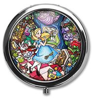 Hanbalin - Disney Princess Custom Round Silver Pill Box Pocket 2.1 inches Medicine Tablet Holder Organizer Case for Purse