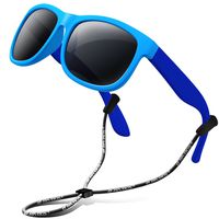 RIVBOS Rubber Kids Polarized Sunglasses With Strap Glasses Shades for Boys Girls Baby and Children Age 3-10 RBK023 （Blue&blue）