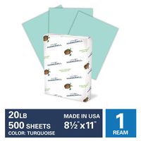 Hammermill Turquoise Colored 20lb Copy Paper, 8.5x11, 1 Ream, 500 Total Sheets, Made in USA, Sustainably Sourced From American Family Tree Farms, Acid Free, Pastel Printer Paper, 103820R