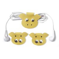 Cassenger 3-Pack Piggy Earphone Winder Genuine Italian Leather Cable Straps, Cable Organizers with Leather Handmade (Canary)