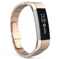 MoKo Fitbit Alta HR and Alta Band, Stainless Steel Replacement Smart Watch Wrist Strap Bracelet with Butterfly Buckle Clasp for Fitbit Alta/Fitbit Alta HR, Fits 5.11"-8.07" Wrist, Rose Gold