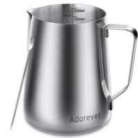 Milk Frothing Pitcher 2000ml/66oz Steaming Pitchers Stainless Steel Milk Coffee Cappuccino Latte Art Barista Steam Pitchers Milk Jug Cup with Decorating Art Pen, Sliver