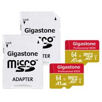 Gigastone 64GB 2-Pack Micro SD Card, Professional 4K Ultra HD, High Speed 4K UHD Gaming, Micro SDXC UHS-I U3 C10 Class 10 Memory Card with Adapter