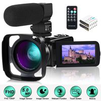 Camcorder Video Camera,ACTITOP 1080P 30FPS IR Night Vision YouTube Vlog Camera 16X Digital Zoom Touch Screen Video Recorder with Microphone,Wide Angle Lens,Remote Control,2 Batteries and Lens Hood