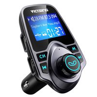 VicTsing Bluetooth FM Transmitter for Car, Wireless Bluetooth Radio Transmitter Adapter Car Kit with Hand-Free Calling and 1.44" LCD Display, Music Player Support TF Card USB Flash Drive AUX Input/Out