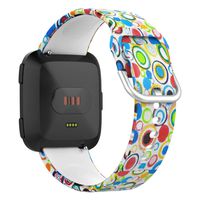 UMTELE Sport Bands Compatible with Fitbit Versa, Soft Silicone Wristbands Fadeless Pattern Printed Replacement Floral Band Compatible for Men and Women-Large,Bubble