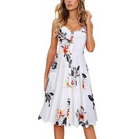 KYLEON Maxi Women's Dresses Summer Floral Bohemian Spaghetti Strap Button Down Swing Midi Dress with Pockets