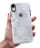 iPhone XR Case, KERZZIL Clear Lace Flower Pattern Design, Shockproof Protective Floral Cover Case for Girls and Women, Compatible for Apple iPhone XR, White Lotus
