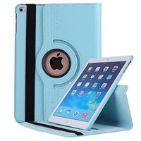Jennyfly 2017 iPad Pro 12.9 Case, Premium PU Leather Multi-Purpose Stand 360 Degree Rotating Stand Protective Case Business Cover for 2015/2017 iPad Pro 12.9 - Light Blue