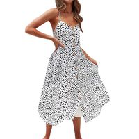 KYLEON Maxi Women's Dresses Summer Floral Bohemian Spaghetti Strap Button Down Swing Midi Dress with Pockets