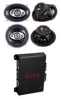 2) Boss P694C 6x9" 800W + 2) 6.5" 400W 4-Way Car Speakers + R1004 400W 4-Ch Amp