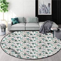 RUGSMAT Vintage Non Slip Round Rugs,Flower Composition Living Dinning Room and Bedroom Rugs Round-71