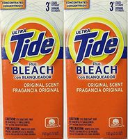 Ultra Tide Plus Bleach | Original Scent | Powder Detergent | 3 Loads | 5.5 oz (two packs)