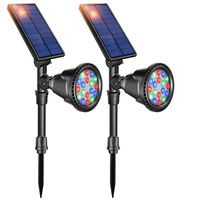 DBF Solar Lights Outdoor, 18 LED Waterproof Solar Landscape Lighting Solar Spotlight Color Changing Auto/Lock Solar Powered Landscape Lights for Garden Patio Yard Pool Pond Area Decorative, Pack of 2