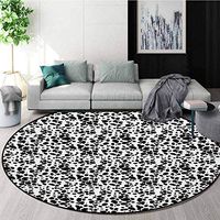 RUGSMAT Dalmatian Dog Print Computer Chair Floor Mat,Black and White Puppy Spots Fur Pattern Fun Spotted Pets Animal Desing Printed Round Carpet for Children Bedroom Play Tent,Round-71 Inch