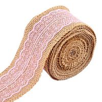 uxcell Burlap Celebration Festival DIY Handcraft Gift Wrapping Ribbon Roll 5.5 Yards Pink