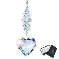 Shario 45mm Clear Glass Heart Crystal Ball Prism Pendant, Suncatcher for Windows, Outdoor Garden Hanging Décor, Gifts for Women, Mom and Children (Clear)