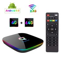 Greatlizard Android 9.0 Q Plus TV Box 4GB RAM 64GB ROM 4K HD H6 Quad Cord 2.4G WiFi Smart TV Box