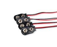 FolioGadgets 9V Battery Button Clip Connector Leather Housing with 6 inch Bare Leads [4-Pack]
