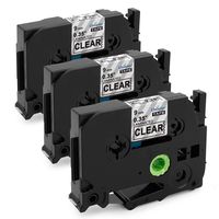 Unistar Compatible Brother 9mm Clear Tape Laminated Black on Clear TZ TZE TZe-121 Replacement for P Touch Ptouch Label Tape 3/8 Inch for PT 1890 1010 1280 1880 Labeler, 3 Pack