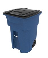Toter 025596-R1709 Residential Heavy Duty Two Wheeled Trash Can with Attached Lid, 96 Gallon, Bluestone
