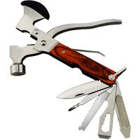Rose Kuli 7'' Portable Multipurpose Multitool Multifunctional Pocket Mini Tools with Axe Hammer Plier Set Wooden Handle for Camping Hiking Outdoor Survival Gear Kit, Gift for Men Women