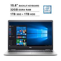 Dell Inspiron 5000 15.6 Inch FHD 1080P Touchscreen Laptop (Intel Core i7-1065G7 up to 3.9GHz, 32GB DDR4 RAM, 1TB SSD (Boot) + 1TB HDD, Intel UHD Graphics, Backlit KB, HDMI, WiFi, Bluetooth, Win10)