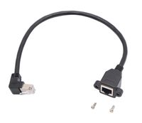 zdyCGTime Cat6e RJ45 Down Angle Male to Female Shielded Ethernet Network Screw Panel Mount Extension Cable 90 Degree Angle RJ45 Network Cable,1ft(Down)