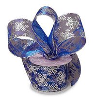 Snowflake Wired Ribbon with Glitter Snowflakes - 2.5in. Wide - 10 Yards