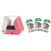 KiiPix Smartphone Picture Printer, Pink with Instax Mini Instant Film Value Pack - (3 Twin Packs, 60 Total Pictures)