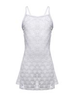LEINASEN Kids Girl's Beach Crochet Mesh Crossback Swim Cover Up Dress White
