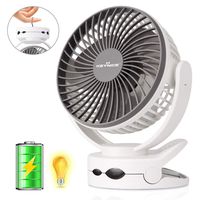 KEYNICE Clip Fan with Night Light, USB Desk Fan with Rechargeable Battery, 4 Speeds Battery Operated Fan, Outdoor Camping Hanging Fan, Hurricane Emergency, Personal Cooling Fans for Office Home White