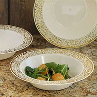 Ivory With Gold Trimmed 12Oz Round Disposable Bowl - Picturesque Collection