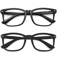 MEETSUN Blue Light Blocking Glasses, Anti Eye Strain Headache (Sleep Better),Computer Reading Glasses UV400 Transparent Lens (Matte Black Frame + Glossy Black Frame / 2 PACK, 53)