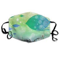 YUIOP Green Abstract Fish Printed Mask Neutral Mask for Men and Women Polyester Dust-Proof Breathable Mask