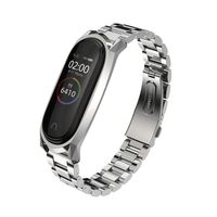 Mijobs Replacement Strap Compatible with Xiaomi Mi Band 3, Stainless Steel Replacement Band Metal Bracelet Wristband Accessories for Xiaom Mi Band 4 Strap (Silver)