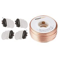 Pyle 8" 4 Bluetooth Flush Mount in-Wall in-Ceiling 2-Way Speaker System Quick Connections Changeable Round/Square Grill Polypropylene Cone & AmazonBasics SW100ft  16-Gauge Speaker Wire - 100 Feet