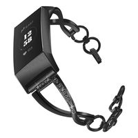 Kartice Compatible with Fitbit Charger 3 Charge 3 SE Watch Bands Solid Stainless Steel Metal Replacement Bracelet Band for Fitbit Charger 3 (Black1)