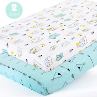Stretchy-Pack-n-Play-Playard-Sheets-Brolex 2 Pack Portable Mini Crib Sheets,Convertible Playard Mattress Cover for Baby Boys Gilrs,Ultra Soft Jersey Knit,Arrow & Owl