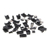 10 Sets5 Pin Right Angle Micro USB Connector Male Plug Kit with Black Cover Solder Jack by Keaiduoa